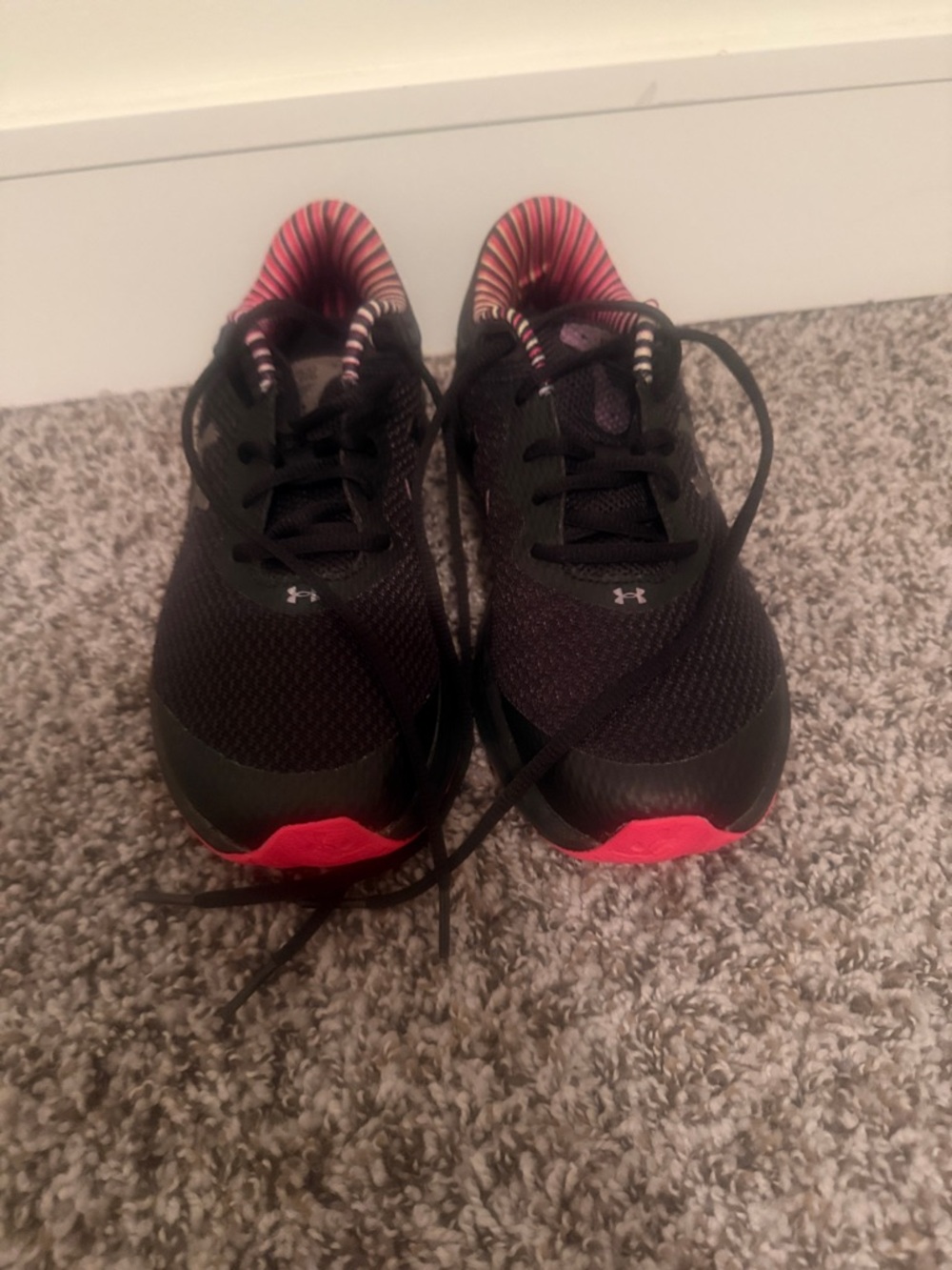 Under Armour Women's Black Athletic Sneakers with Pink Highlights